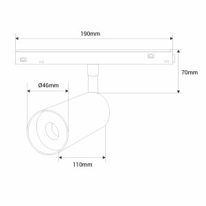 LED Strahler für Magnet Schienensystem 48V 10W DALI-2 dimmbar abmessungen