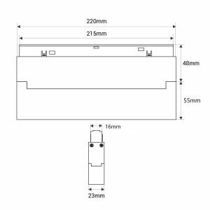 Schwenkbare Leuchte Magnet Schienensystem 48V CCT 12W dimmbar abmessungen