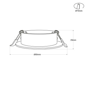 Einbaustrahler Set Ø90mm (schwarzweiß) + GU10 5,4W + Fassung abmessungen