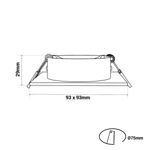 Einbaustrahler Set eckig 93x93mm (weiß) + GU10 5,4W + Fassung einbauöffnung