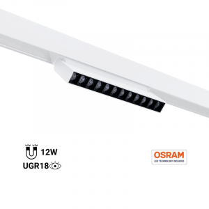 Verstellbarer linearer Strahler für Magnetschiene 48V- 12W - 4000K - OSRAM Chip - UGR18 - Weiß