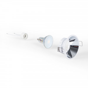 SET - Einbaustrahler Starr Ø82mm (Chrom) + Glühbirne GU10 5,4W + Glühbirnenfassung | LED spots