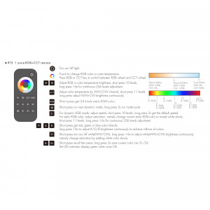 RGB + CCT LED Fernbedienung - 1 Zone / 2 Szenen - SK-RT5-N - Skydance