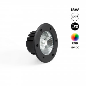 RGB-LED-Bodenleuchte für außen - 18W - 12V DC - IP67 - Ø15cm - 30º