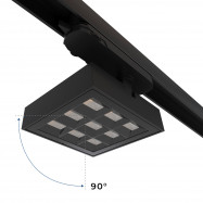 Quadratischer LED 3-Phasen-Schienenstrahler – Einstellbare Leistung: 12-42W – 4000K – CRI 90 – Abstrahlwinkel 35° x 70°