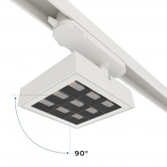 Quadratischer LED 3-Phasen-Schienenstrahler – Einstellbare Leistung: 12-42W – 4000K – CRI 90 – Abstrahlwinkel 35° x 70°