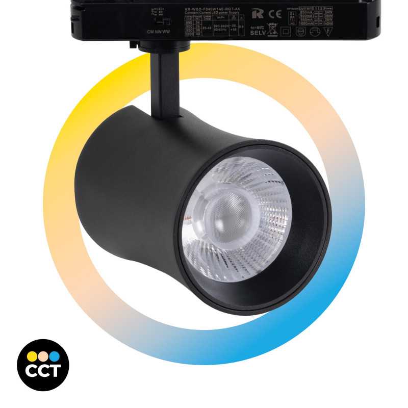 Architektonischer LED CCT 1-Phase-Schienenstrahler - 40W - CRI 90