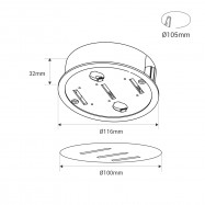 Eingelassene zentrale Rosette für Lampe "Axia" - Ø120mm