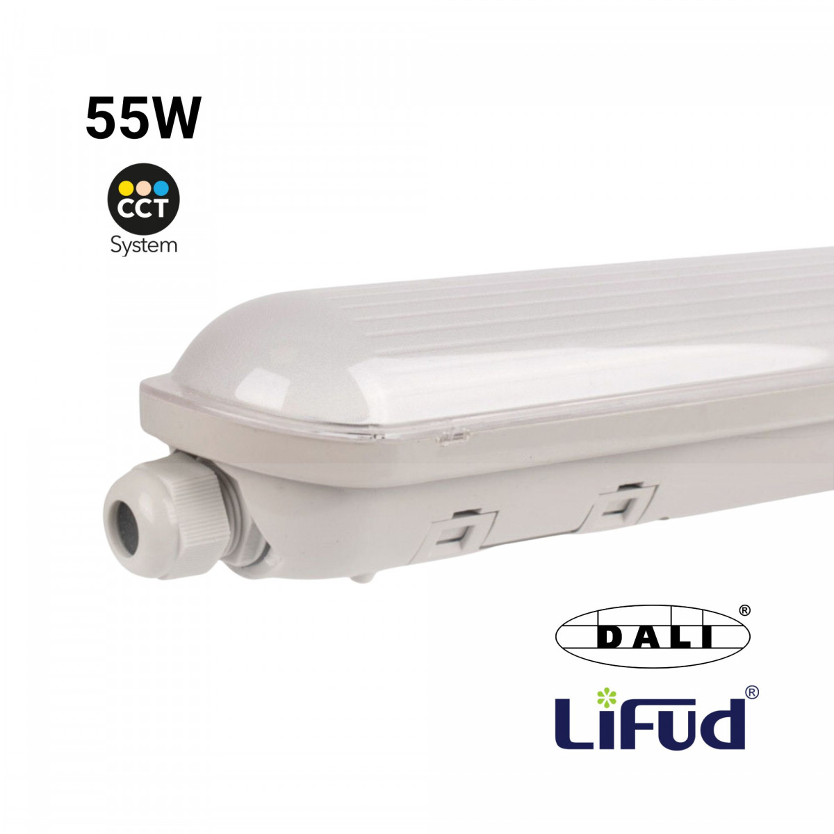 Verkettbare LED-Feuchtraumleuchte - DALI dimmbar - CCT - 150cm - 55W - LIFUD Treiber - IP65