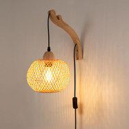 Wandlampe aus Rattan und...