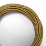 Round electric cable in silk fabric in golden color