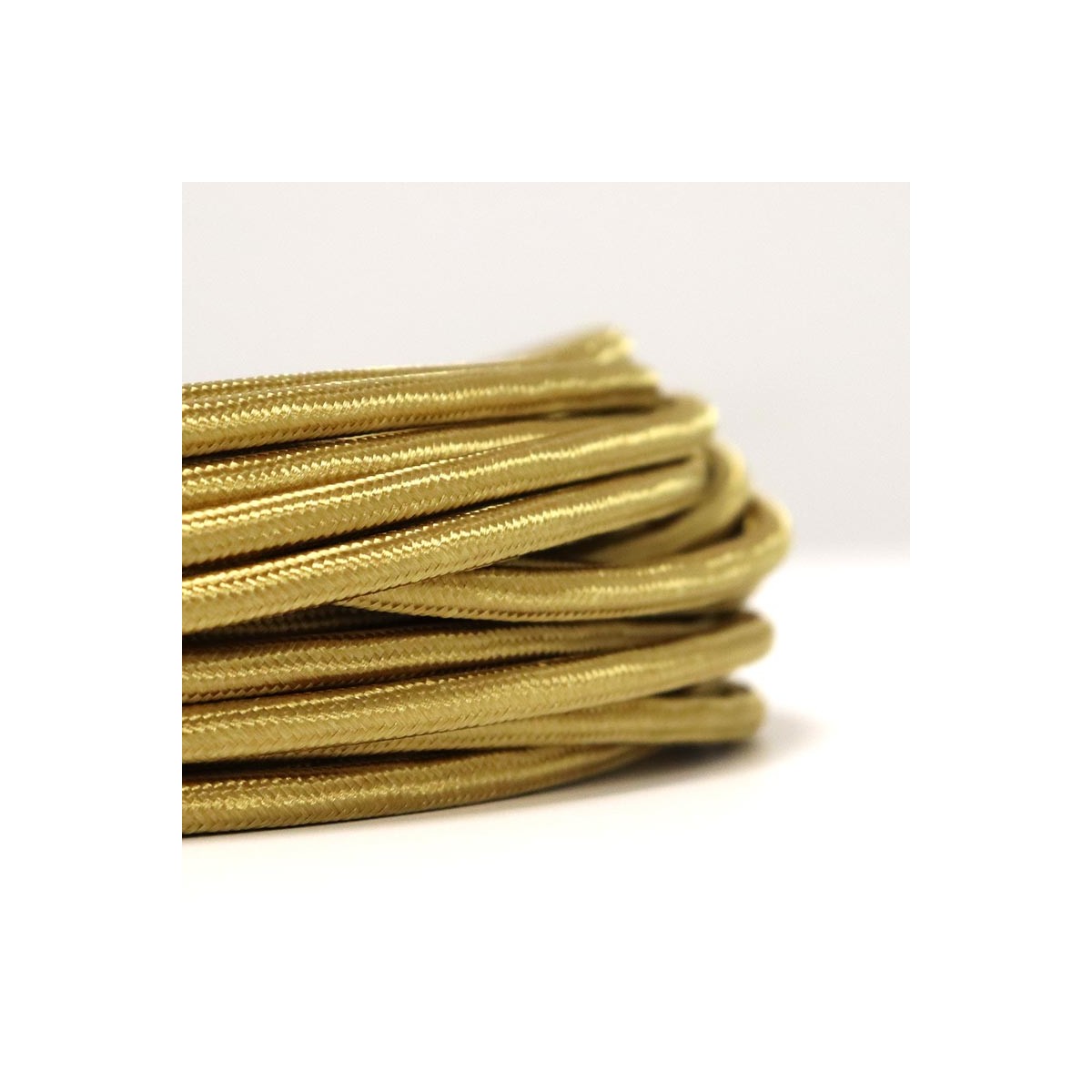 Round electric cable in Golden Silk effect fabric