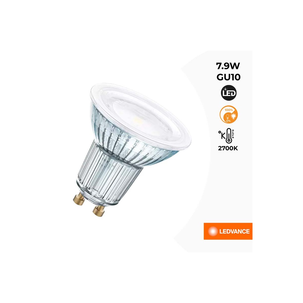 PARATHOM DIM PAR16 PAR16 80 GU10 120° 7.9W 2700K bulb