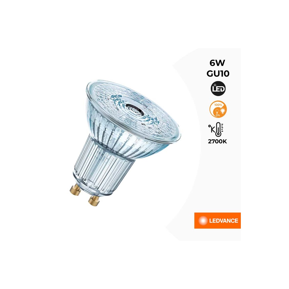 PARATHOM PRO PAR16 PAR16 50 GU10 36° 6W 2700K bulb