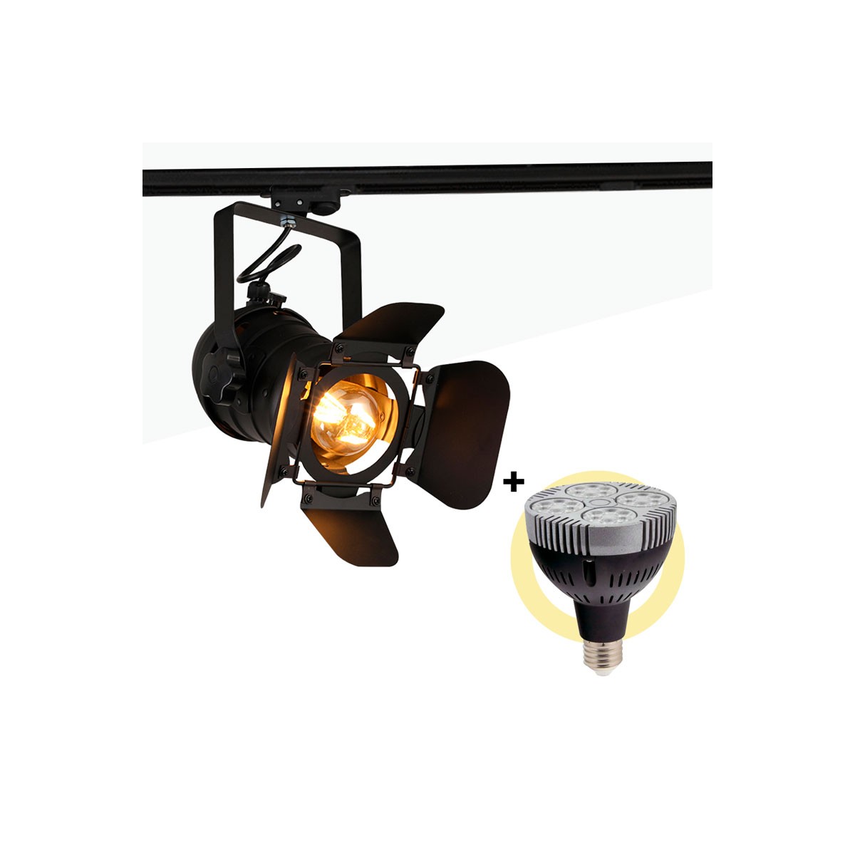 CINEMA" single-phase adjustable track spotlight with LED PAR30 E27 Bulb