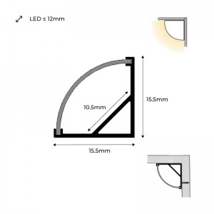 Aluminum profile 2m for corners 16x16