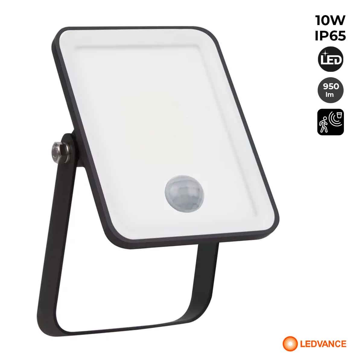 LEDVANCE floodlight with motion sensor - 10W - ESSENTIAL range - 950lm - IP65 - 4000K