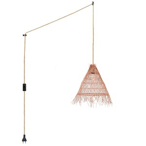 Wicker pendant lamp with switch and plug "WILLOW".