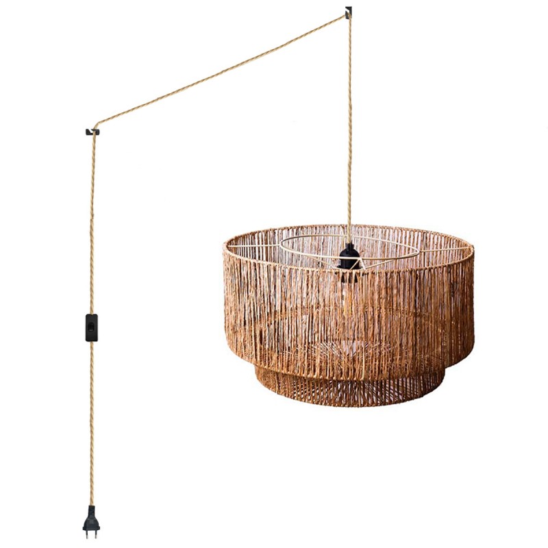 Jute pendant lamp with switch and plug "Bali".