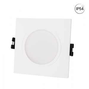 Square downlight ring for GU10 bulb - Cut-out Ø 75-80 mm - IP54 - WHITE