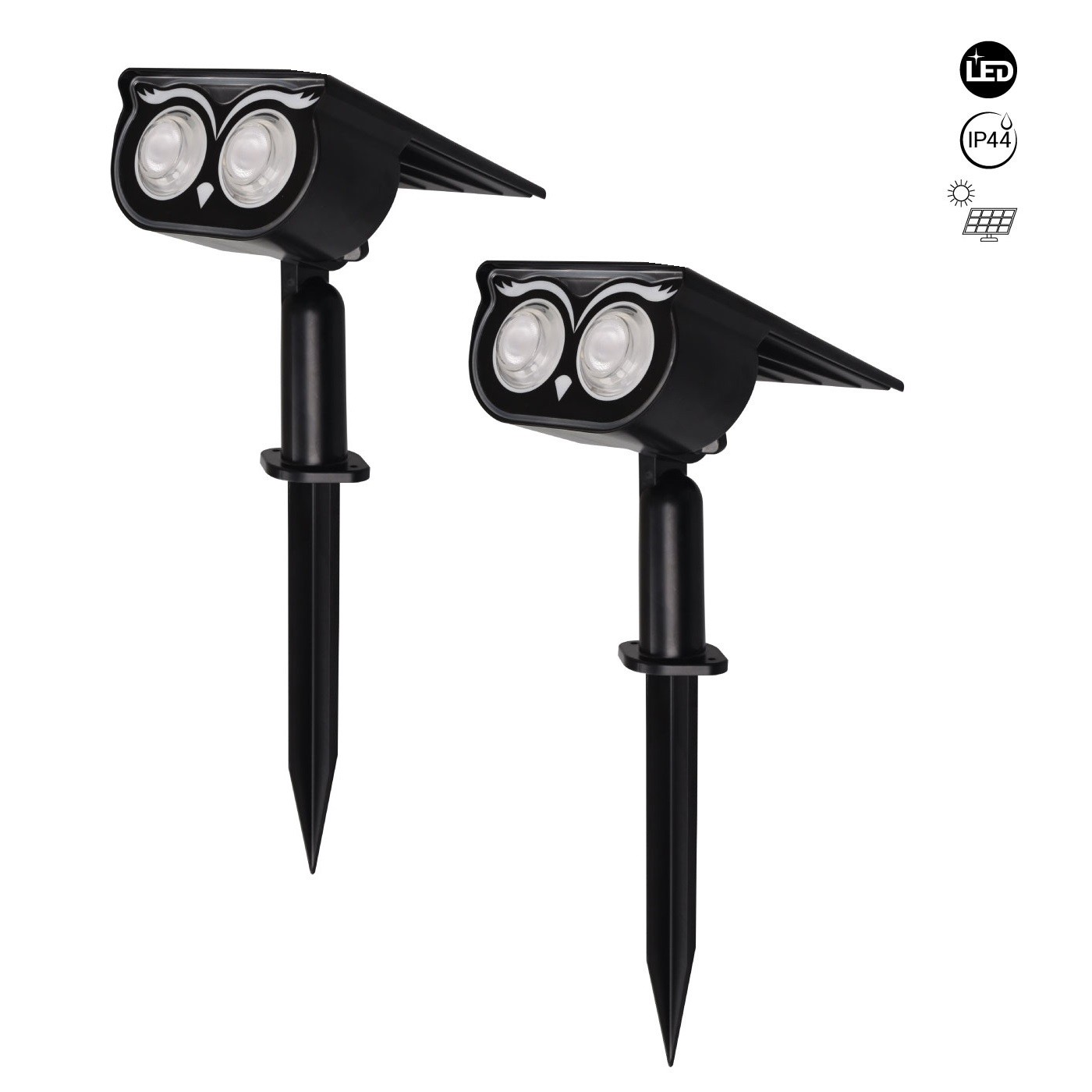 Pack x 2 LED - spike outdoor solar spotlight - - (2x0,5W) with IP65 1W