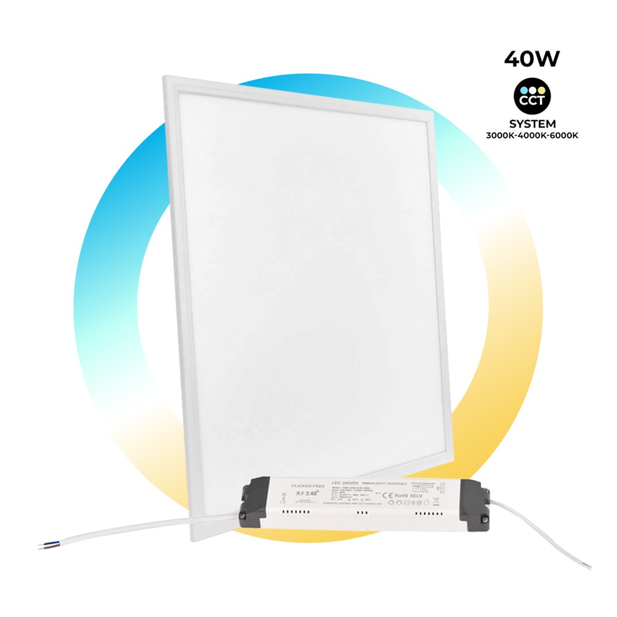 Dimmable LED slim CCT panel - 60x60 40W - cm
