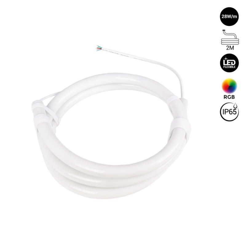 Flexible LED neon 360º circular RGB - Ø22mm - 2 meters - 24V DC- 240Ch/m - 28W/m - IP65