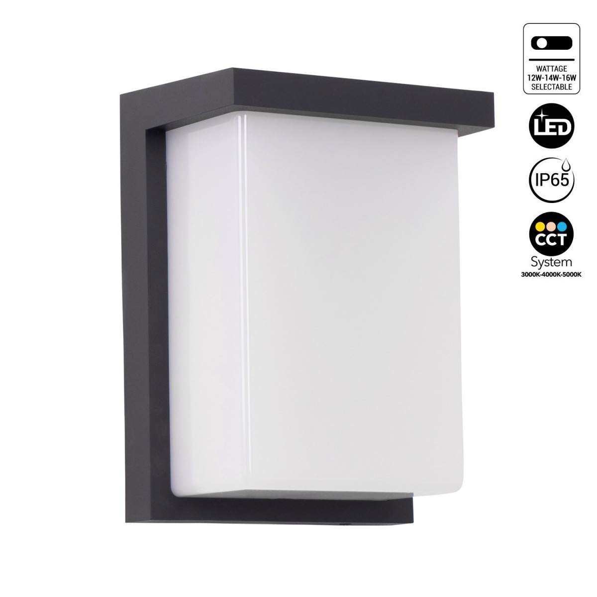 Aluminum exterior wall light "Block" - Adjustable power: 12W-14W-16W - CCT