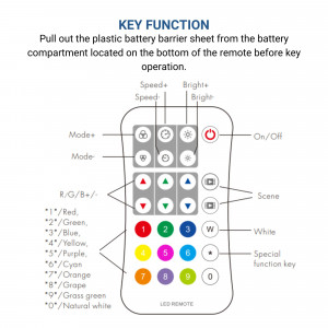 Remote control for IC RGB/RGBW SPI LED strip controller - 1 Zone - RF 2.4G