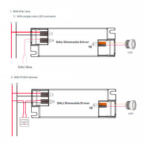 DALI dimmable DT6 Single color driver 220-240V - Output 6-58V DC - 250-700mA - 25W