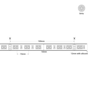 24V DC LED Strip - 90W - IP67 - Dimmable color temperature CCT - 1800-6500K - SMD2835 - 5 meters roll