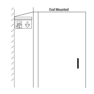 Permanent emergency light with "Up arrow" pictogram