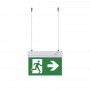 Hanging permanent emergency light with "Side arrow" pictogram