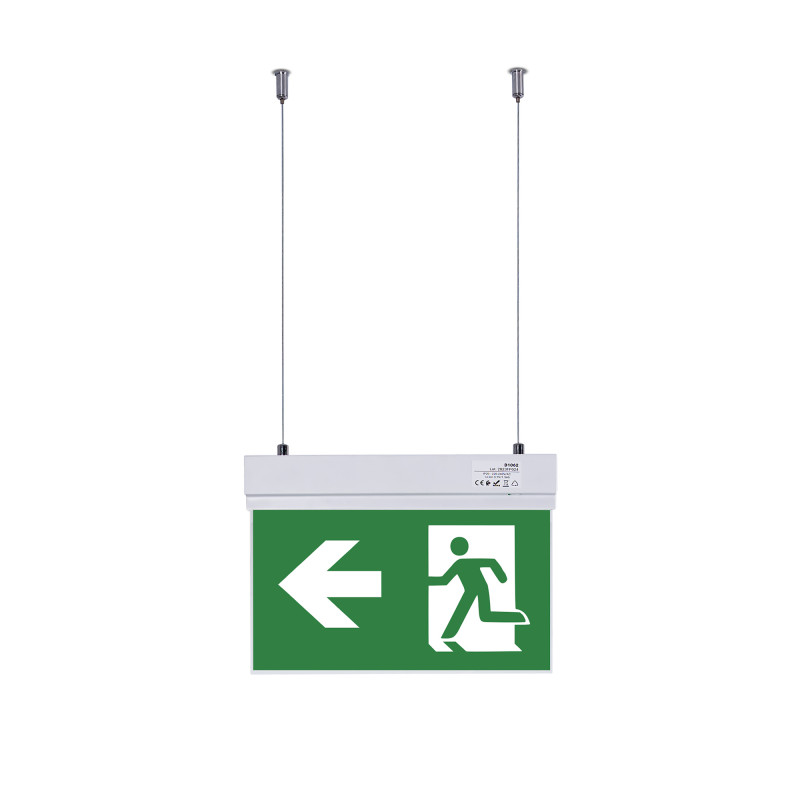 Hanging permanent emergency light with "Side arrow" pictogram