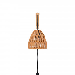 Wooden wall sconce with woven paper lampshade - "Leo"