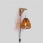 Wooden wall sconce with woven paper lampshade - "Leo"