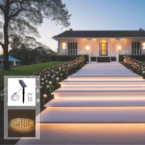 Outdoor solar LED strip with remote control - 18W - 12mm - 5 meters - 2700K - IP65