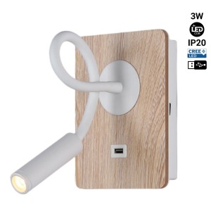 Pack x 2 - USB Flexible wall reading light "LONDON USB" - CREE Chip - 3W - White