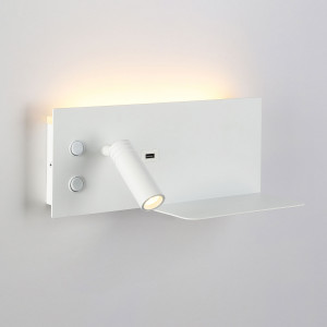 Pack x 2 - Wall reading light with USB port "Kerta" - Double light - 3W+7W - White