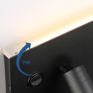 Pack x 2 - Wall reading light with USB port "Kerta" - Double light - 3W+7W - Black