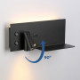 Pack x 2 - Wall reading light with USB port "Kerta" - Double light - 3W+7W - Black