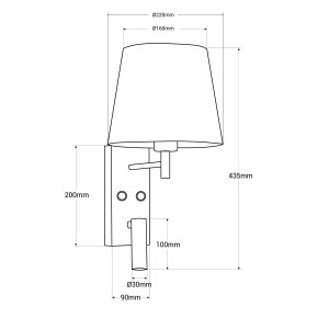 dimensions of the wall light with directional reading lamp