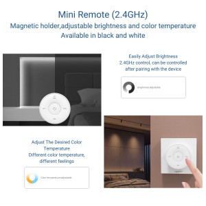 Mini RF Controller - Single Color + CCT - Magnetic Base - Mi Light - Black