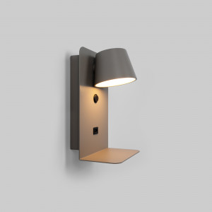 Pack x 2 - Wall reading light with USB port "BASKOP" - 6W - Vertical design - Grey