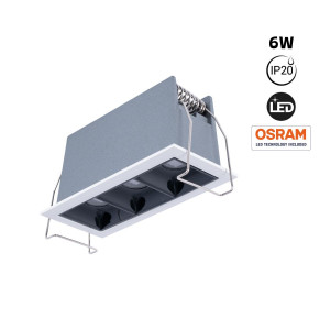 Recessed triple LED downlight - 6W - UGR18 - CRI90 - OSRAM Chip - White