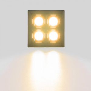 Recessed square LED downlight - 8W - 4 Spotlights - UGR18 - CRI90 - OSRAM Chip - Black