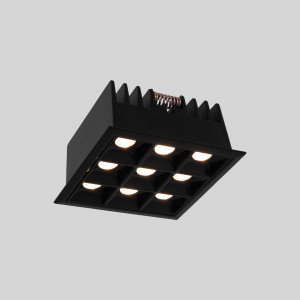 Recessed square LED downlight - 18W - 9 Spotlights - UGR18 - CRI90 - OSRAM Chip - Black