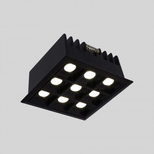 Recessed square LED downlight - 18W - 9 Spotlights - UGR18 - CRI90 - OSRAM Chip - Black