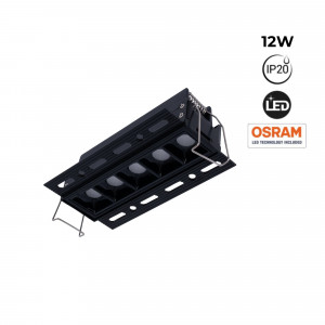 Recessed linear LED spotlight for plasterboard - 12W - UGR18 - CRI90 - Black