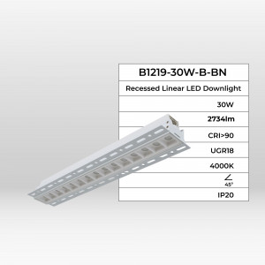 Recessed linear LED spotlight for plasterboard - 30W - UGR18 - CRI90 - White